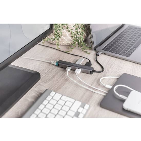 Hub USB-C -> USB 3.0 x3 HDMI 4K RJ45 Digitus DA-70892