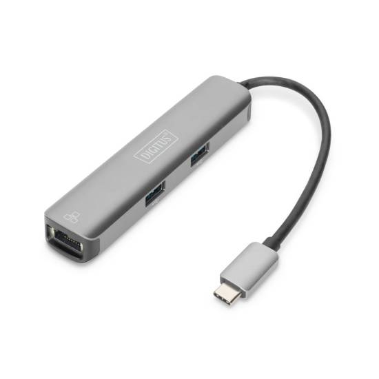 Hub USB-C -> USB 3.0 x3 HDMI 4K RJ45 Digitus DA-70892