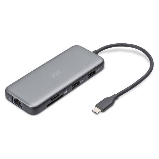 Stacja dokująca USBC 7-portów HDMI 4K RJ45 USB 3.2 x2 USBC PD 100W czytnik kart Digitus DA-70914