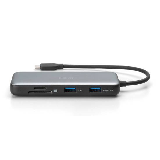 Stacja dokująca USBC 7-portów HDMI 4K RJ45 USB 3.2 x2 USBC PD 100W czytnik kart Digitus DA-70914