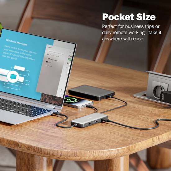 Stacja dokująca USBC 8-portów HDMI 4K x2 RJ45 USB 3.2 x2 USBC PD 100W czytnik kart Digitus DA-70915