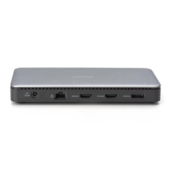Stacja dokująca USBC 11-portów HDMI 4K x2 RJ45 USB 3.2 x2 USB-C 3.2 x1 zasilacz 150W czytnik kart Digitus DA-70917