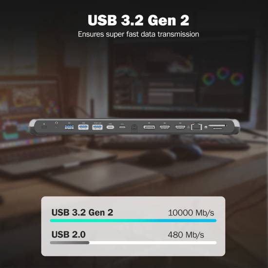 Stacja dokująca 12port USB-C HDMI x2 DP x1 RJ45 SD/microSD PD 100W 8K Digitus DA-70919