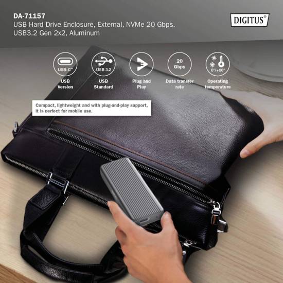 Obudowa SSD M.2 NVMe 20Gbps USB-C 3.2 Gen2x2 Digitus DA-71157