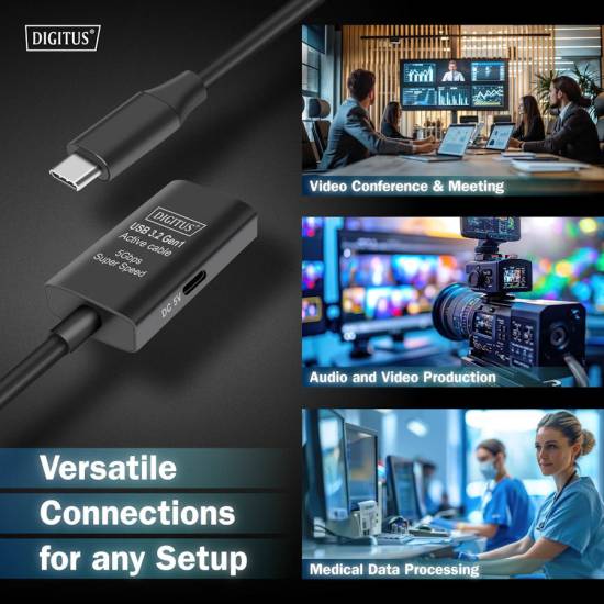 Kabel USB 3.2 USB-C -> USB-C 5G przedłużacz 5m aktywny Digitus DA-73108