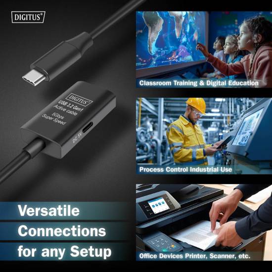 Kabel USB 3.2 USB-C -> USB-C 5G przedłużacz 5m aktywny Digitus DA-73108