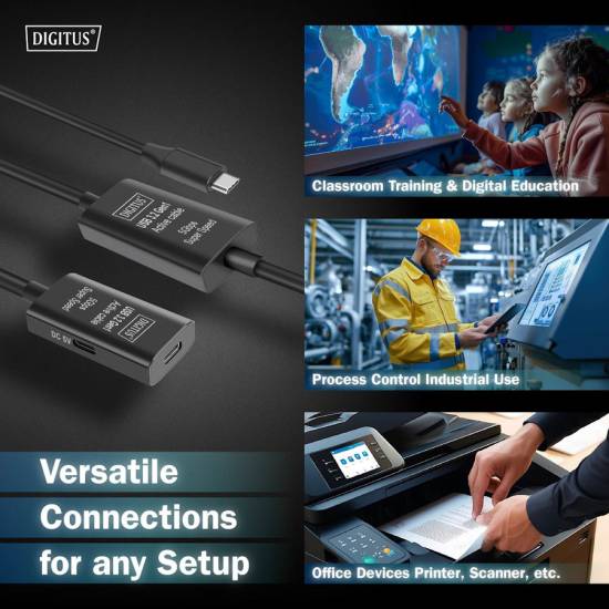 Kabel USB 3.2 USB-C -> USB-C 5G przedłużacz 10m aktywny Digitus DA-73109