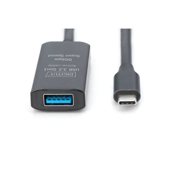 Kabel USB 3.2 USB-C -> USB-A 5G przedłużacz 5m aktywny Digitus DA-73110