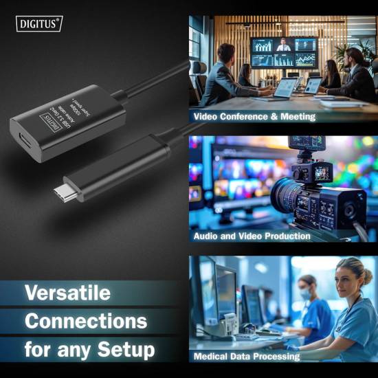 Kabel USB 3.2 USB-C -> USB-C 10G przedłużacz 5m aktywny Digitus DA-73112