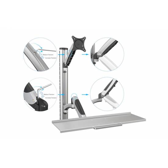Ramię naścienne do LCD ze sprężyną gazową i półką na klawiaturę Digitus DA-90354