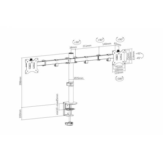 Ramię do monitora LCD Digitus DA-90400 podwójne