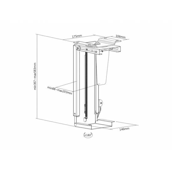 Uchwyt biurkowy na komputer regulowany Easy-Locking Digitus DA-90411