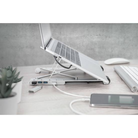 Podstawka pod notebooka z hubem USB-C 5 portów składana Digitus DA-90424
