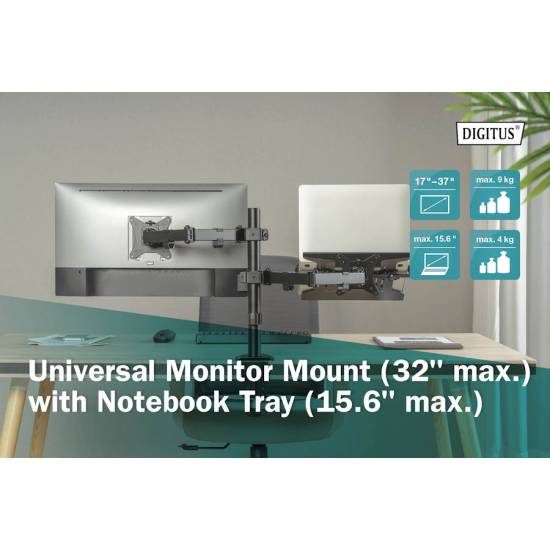 Ramię do monitora LCD z półką na laptop Digitus DA-90436