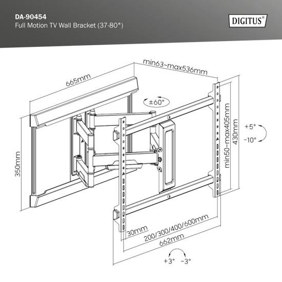 Uchwyt do TV Full Motion Digitus DA-90454