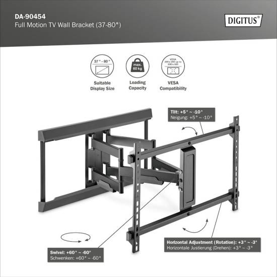 Uchwyt do TV Full Motion Digitus DA-90454