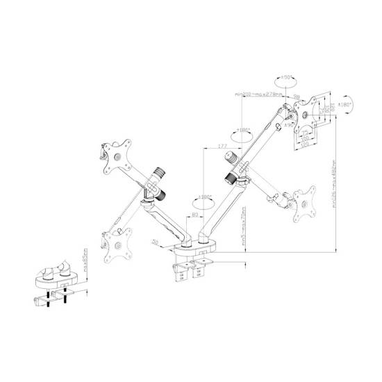 Ramię do monitora LCD ze sprężyną mechaniczną 2x 35