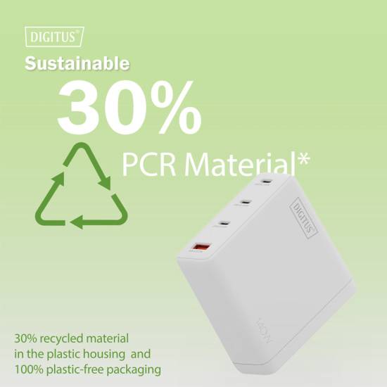 Ładowarka sieciowa zasilacz 140W GaN II USB-A x1 USB-C x3 Digitus DA-10305