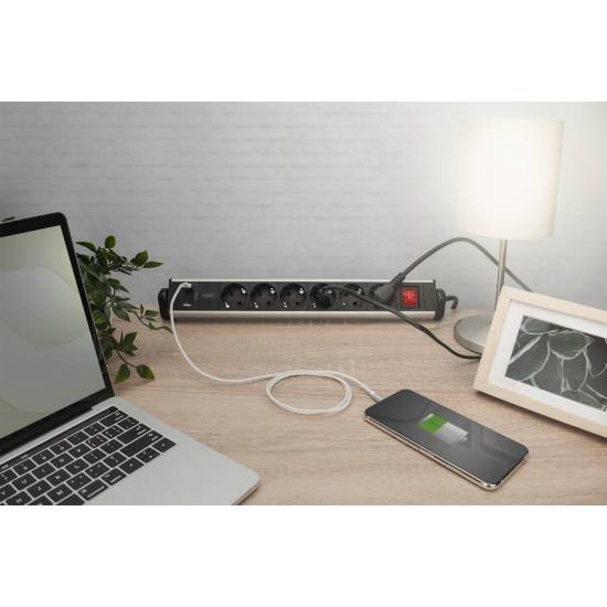 Listwa zasilająca 6-gniazd 2x USB A 1x USB C na biurko 1,5m Digitus DA-70624