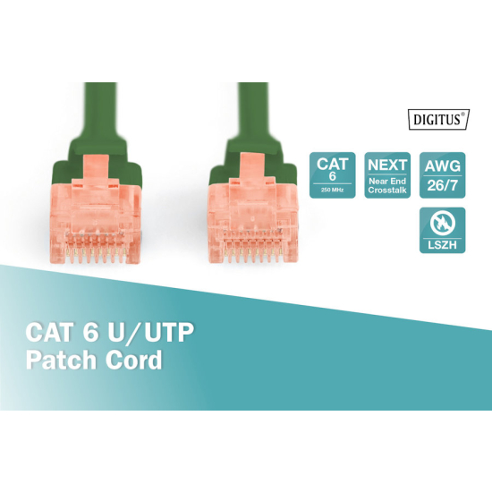 Patch cord U-UTP kat. 6 AWG 26/7 LSOH 3,0m zielony Digitus DK-1617-030/G