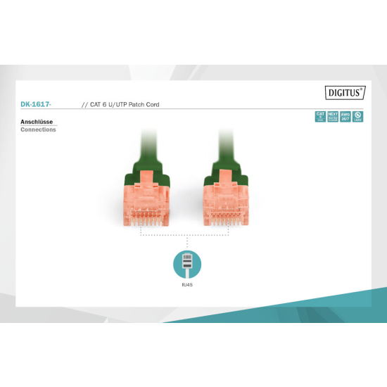 Patch cord U-UTP kat. 6 AWG 26/7 LSOH 3,0m zielony Digitus DK-1617-030/G
