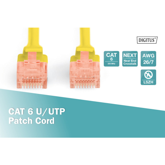 Patch cord U-UTP kat. 6 AWG 26/7 LSOH 3,0m żółty Digitus DK-1617-030/Y