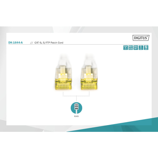 Patch cord S-FTP kat. 6A AWG 26/7 LSOH 1,0m szary Digitus DK-1644-A-010