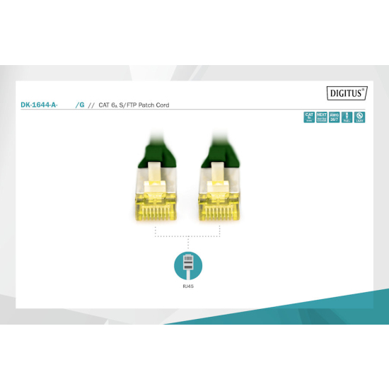 Patch cord S-FTP kat. 6A AWG 26/7 LSOH 0,25m zielony Digitus DK-1644-A-0025/G