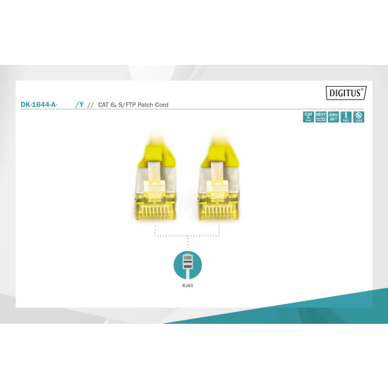 Patch cord S-FTP kat. 6A AWG 26/7 LSOH 2,0m żółty Digitus DK-1644-A-020/Y