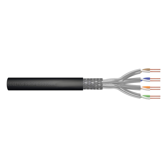 Kabel instalacyjny kat.7 S/FTP Fca AWG 23/1 PE 100m zewnętrzny czarny suchy Digitus DK-1741-V-1-OD