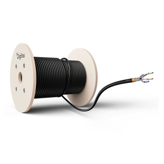 Kabel instalacyjny kat.7 S/FTP Eca AWG 23/1 PE/LSOH 1000m zewnętrzny czarny suchy Digitus DK-1741-VH-10-OD