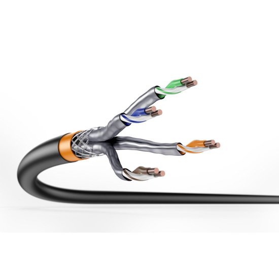 Kabel instalacyjny kat.7 S/FTP Eca AWG 23/1 PE/LSOH 500m zewnętrzny czarny suchy Digitus DK-1741-VH-5-OD