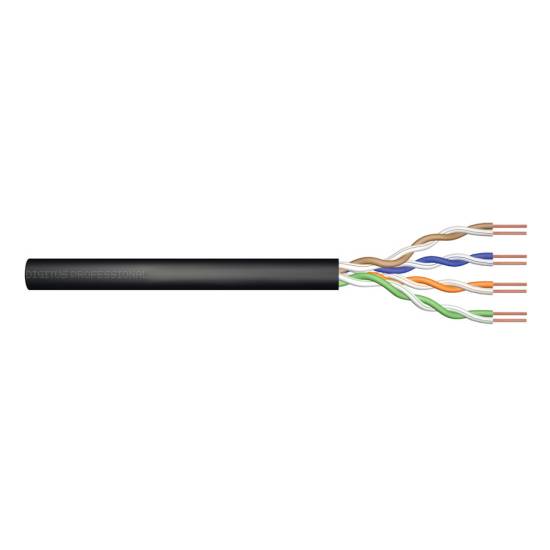 Kabel instalacyjny kat.5e U/UTP AWG 24/1 PE 305m czarny zewnętrzny żelowany Digitus DK-TP512