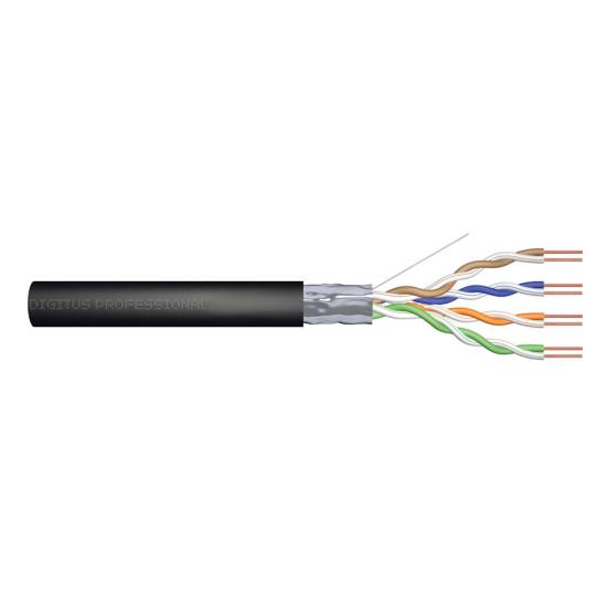 Kabel instalacyjny kat.5e F/UTP AWG 24/1 PE 305m czarny zewnętrzny żelowany Digitus DK-TP522