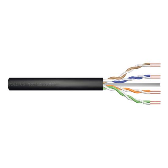 Kabel instalacyjny kat.6 U/UTP AWG 23/1 PE 305m czarny zewnętrzny żelowany Digitus DK-TP612