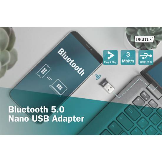 Adapter USB Bluetooth 5.0 Class 2 EDR USB 2.0 EDR Digitus DN-30211