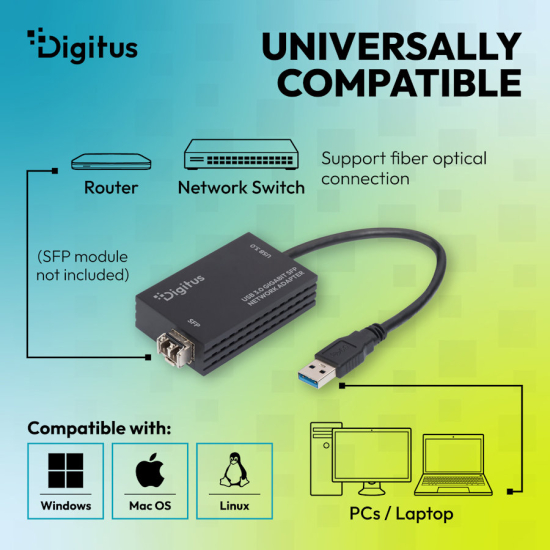 Karta sieciowa USB 3.0 -> światłowód Gigabit SFP Digitus DN-3026-1
