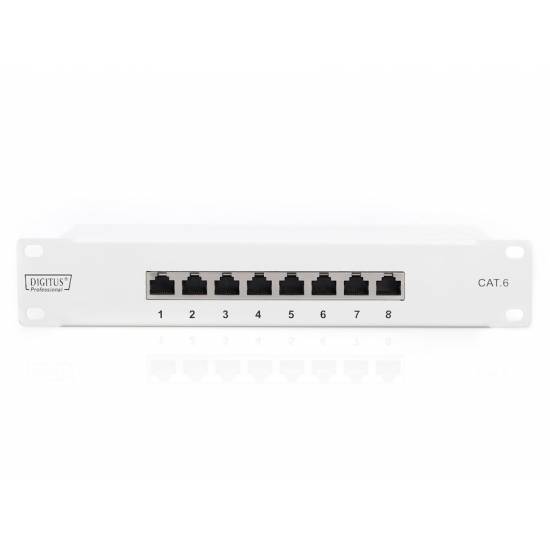 Patch panel 10'' 8x RJ45 kat.6 ekranowany Digitus DN-91608S-G szary