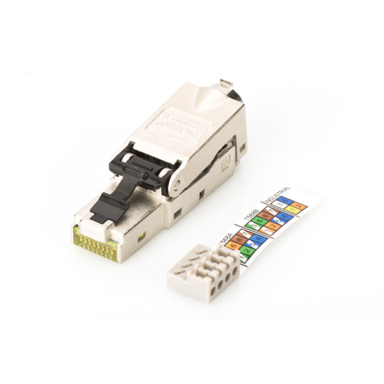 Wtyk modularny RJ45  kat.6A 10GbE PoE+ ekranowany beznarzędziowy zamykany AWG 27-22 Digitus DN-93631