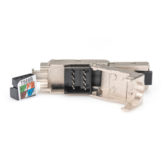 Wtyk modularny RJ45  kat.6A 10GbE PoE+ ekranowany beznarzędziowy metalowy łamany AWG 27-22 Digiitus DN-93636