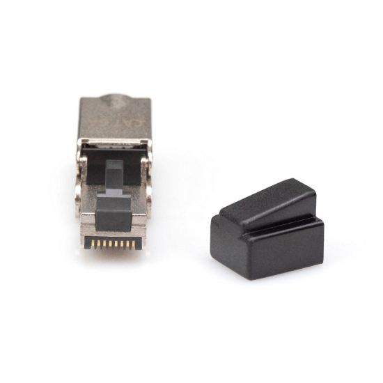 Wtyk modularny RJ45  kat.6A 10GbE PoE+ ekranowany beznarzędziowy metalowy łamany AWG 27-22 Digiitus DN-93636
