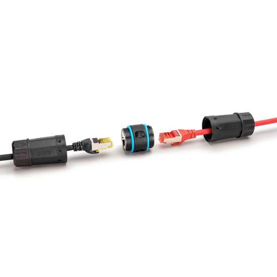 Adapter RJ45/RJ45 przelotka 1:1 kat. 6A ekranowany outdoor stopień ochrony IP68 Digitus DN-93905-OD