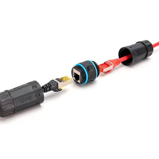 Adapter RJ45/RJ45 przelotka 1:1 kat. 6A ekranowany outdoor stopień ochrony IP68 Digitus DN-93905-OD