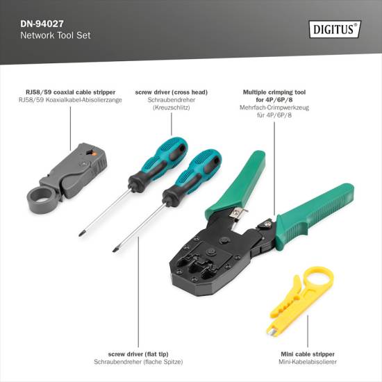 Zestaw narzędzi dla instalatora sieci Digitus DN-94027