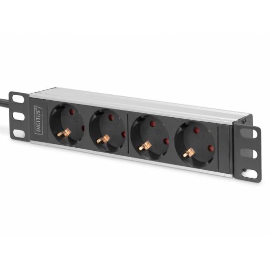 Listwa zasilająca 10" 1U 4x schuko 2.0m 16A profil aluminiowy Digitus DN-95418
