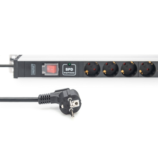 Listwa zasilająca pionowa 12-gniazd zabezpieczenie przepięciowe wyłącznik kabel 2m Digitus DN-95435