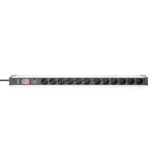 Listwa zasilająca pionowa 12-gniazd zabezpieczenie przepięciowe wyłącznik kabel 2m Digitus DN-95435