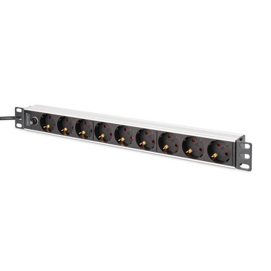 Listwa zasilająca 19" 1U 9-gniazd 2m bezpiecznik wtyk C14 Digitus DN-95437