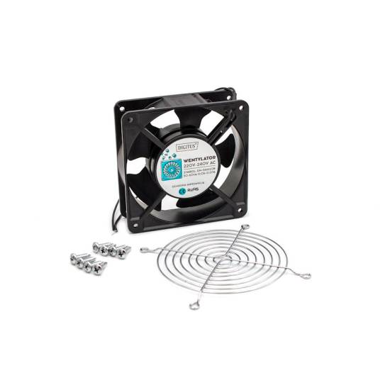 Wentylator 230 VAC 120x120x38mm do szaf sieciowych zestaw z osłoną Digitus DN-FAN120B-KIT