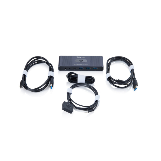 Przełącznik KVM HDMI 2x1 4K@60Hz 3x USB-A 3.1 Gen1 1x USB-C USB 3.1 Gen1 Digitus DS-12855